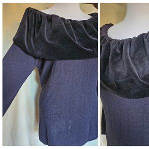 Size L Vintage 1990s Casual Connection Velvet Collar Sweater